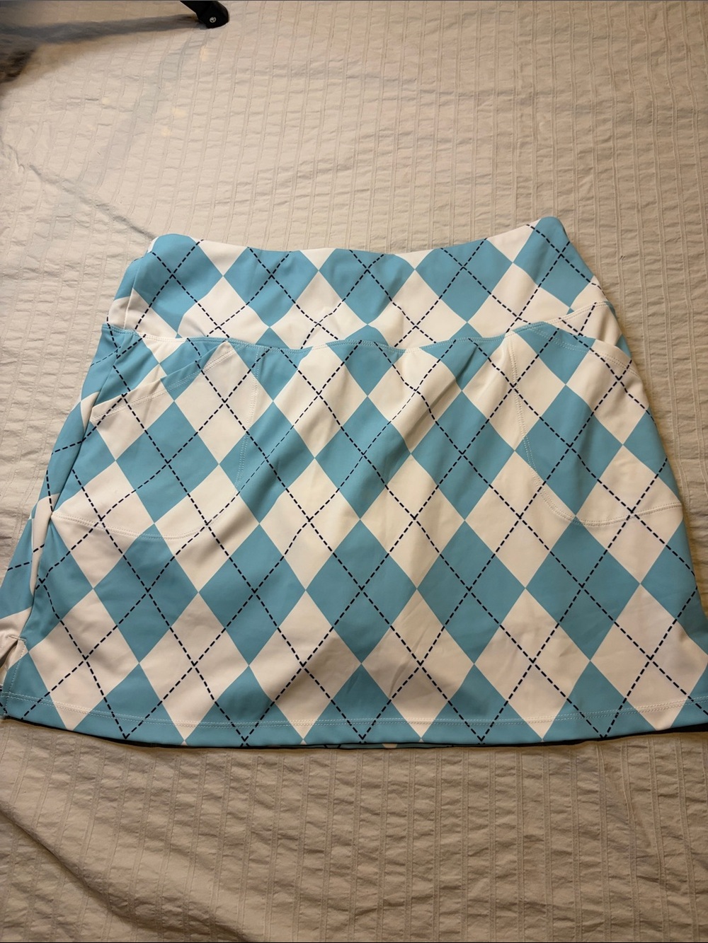Adorable Blue and White Argyle A-Line Skirt-with Built In Shorts!